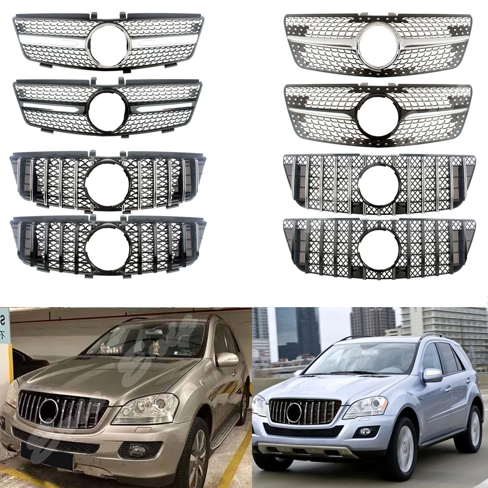 Car Front Racing  Upper Bumper Grilles For Mercedes-Benz W164 ML-Class ML280 ML320 ML350 ML420 ML500 2005 2006-2008 2009-2011