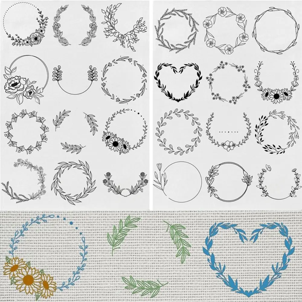 Water Soluble Stabilizer Handmade Embroidery Crafts Hand Sewing Stabilizers with Flower Patterns for Embroidery Sewing Supplies