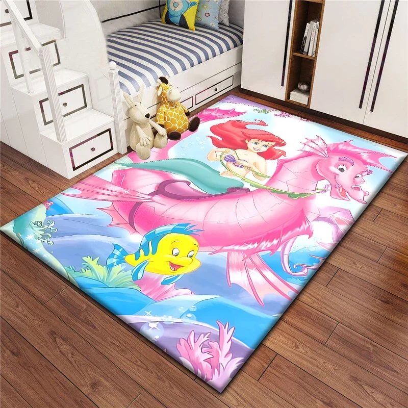 The Little Mermaid HD PrintedCarpet Rug for Living Room Bedroom Decoration Picnic Camp Kitchen Carpet Crawling Carpet