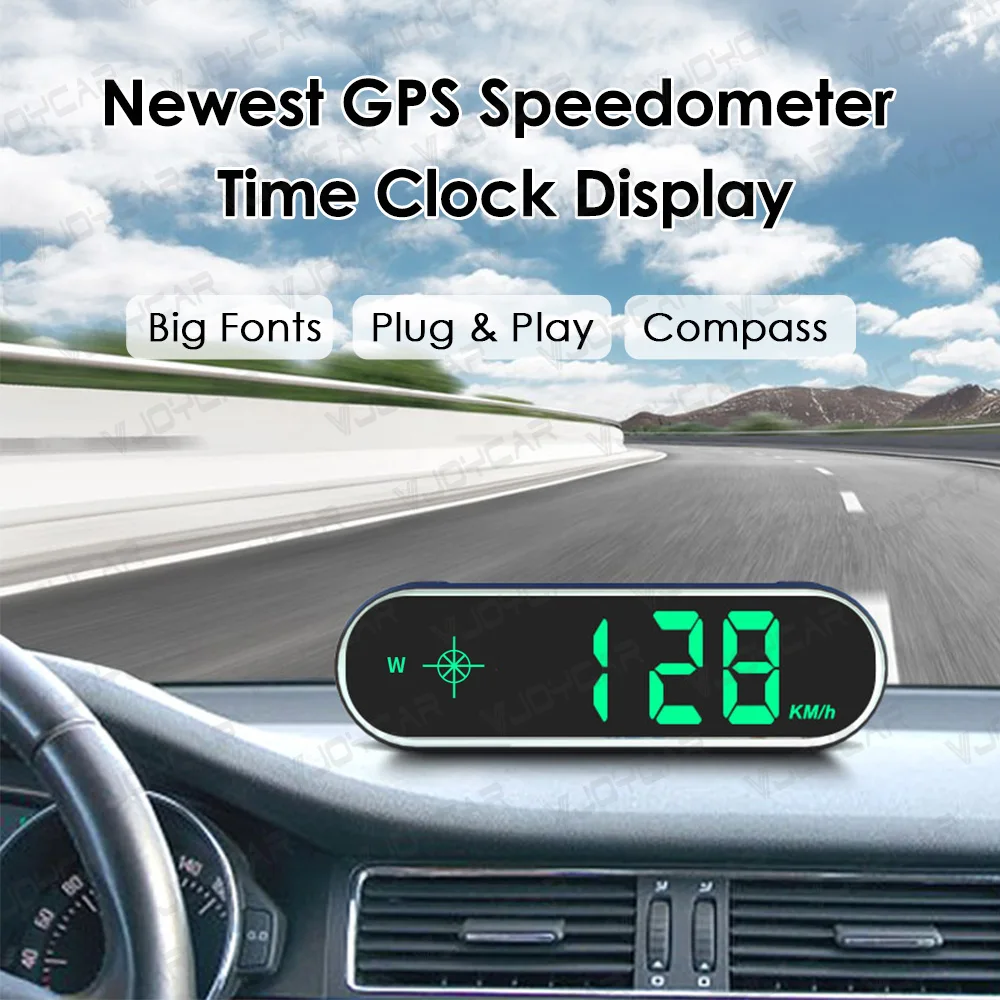 New Arrival Multi-color GPS Speedometer Time Clock Digital HD Display Over-speed Alarm Plug and Play Interior Accessories