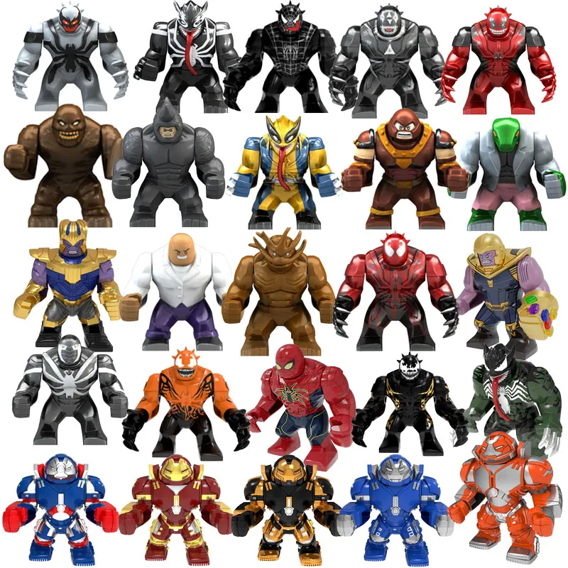 Anime Figure Mini Block Figurine Action Doll Marvel Superhero Iron Man, Green Giant Annihilator Block Children's Puzzle Toy Gift