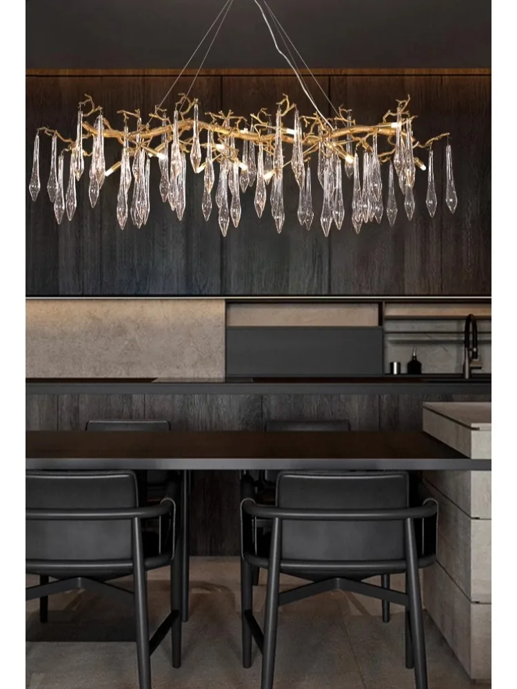 

Light Luxury Crystal Chandelier Modern All Copper Living Room Hanging Light Dining Room Bedroom Villa Living Room Pendant Light