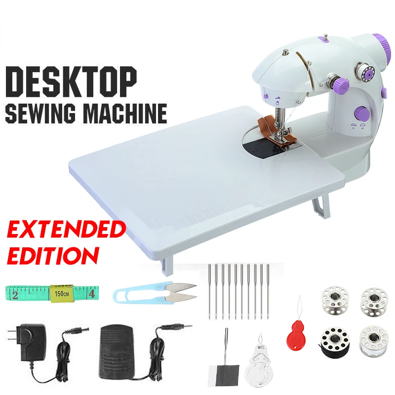 Mini Sewing Machine 2-Speed Double Thread Portable Electric Household Multifunction Sewing Machin with Light Cutter Foot Pedal