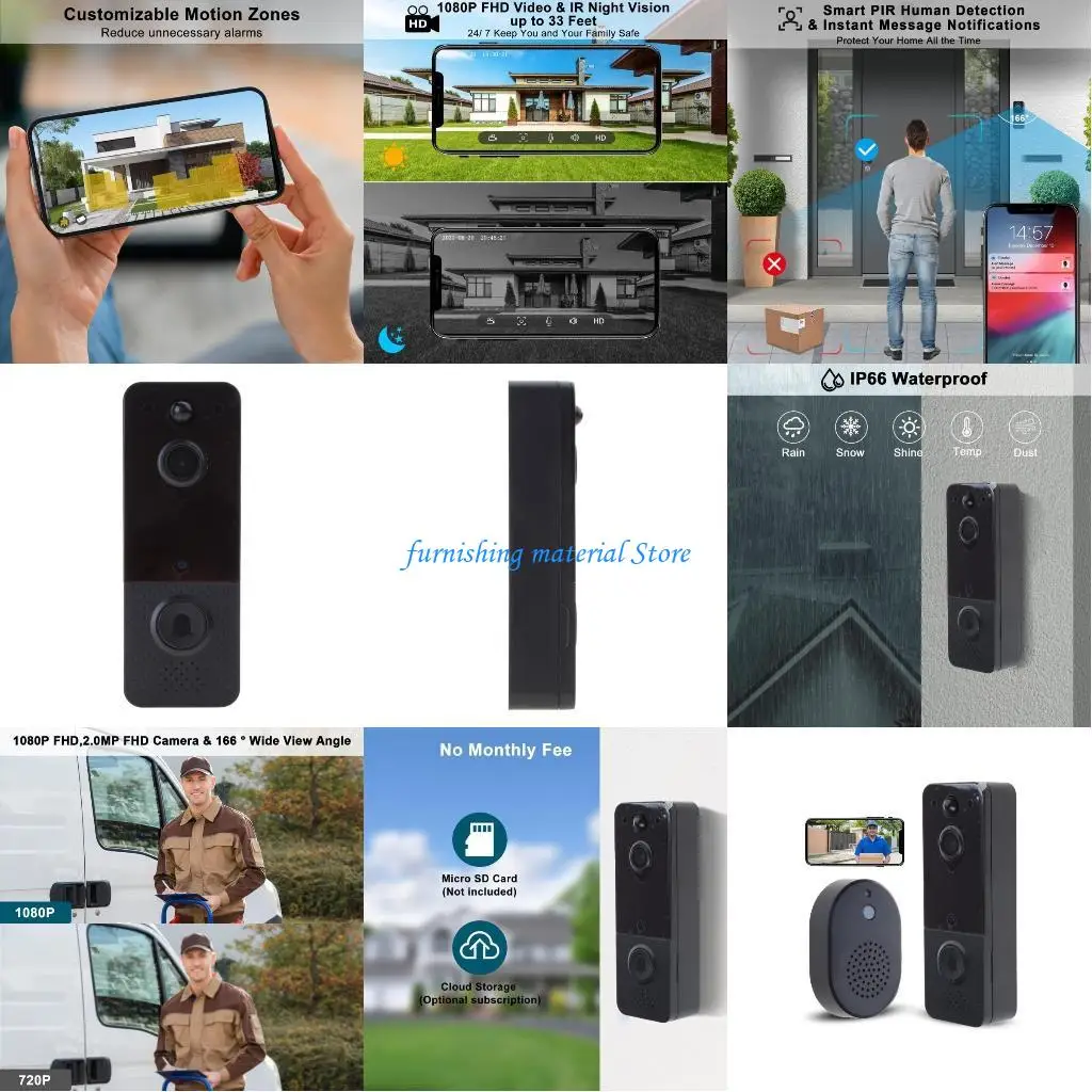 

Y5GD WiFi Video Doorbell Camera with PIRMotion Detection 720PHD & CloudStorages