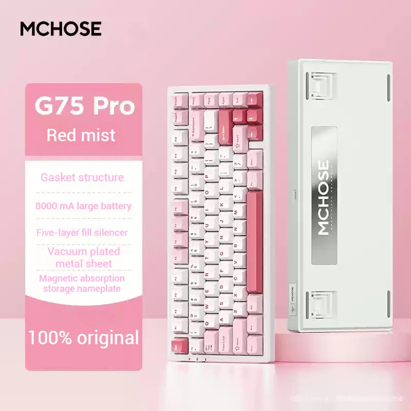 Mchose G75 Pro Mechanical Keyboard Desktop Customized Tri-Mode Gaming Keyboard Wireless Hot Swap Gasket Laptop Gamer Accessories