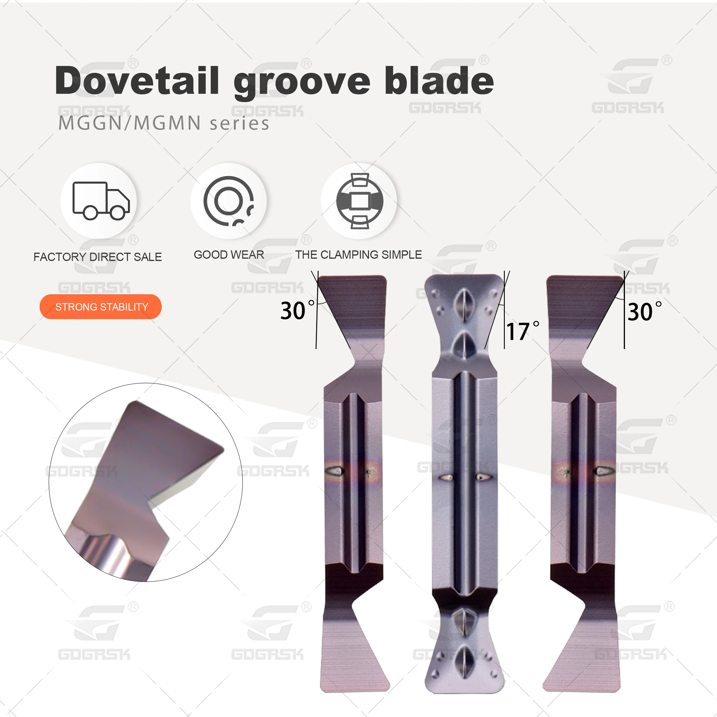 CNC Lathe Dovetail Groove Blade MGGN200/300/400R-30 MGMN300/400/500-17 Carbide Slotting Inserts Used For Stainless Steel Process