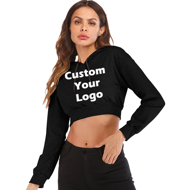 Fashion Design Custom Hoodie Your Logo Women Top Sport  Hooded Office Ladies Female Autumn Winter Printting Clothes Crop