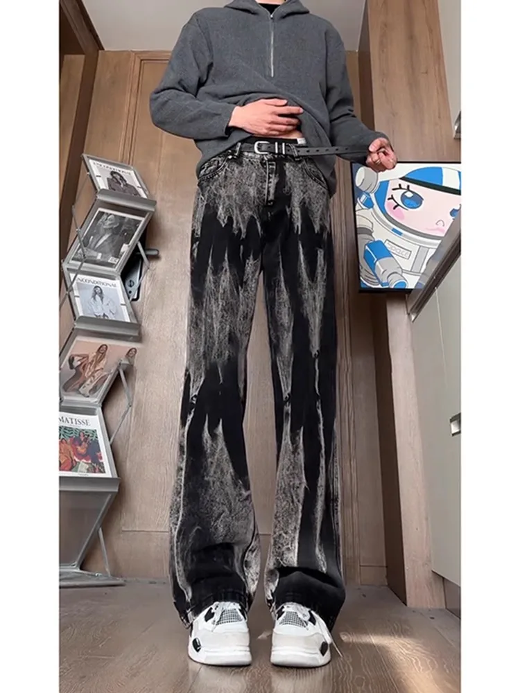 

Waed adient Dyed Men's Jeans High Waist Lift Slim Straight Leg Micro Flared Pants Cool Trendy Teens Youth Faion