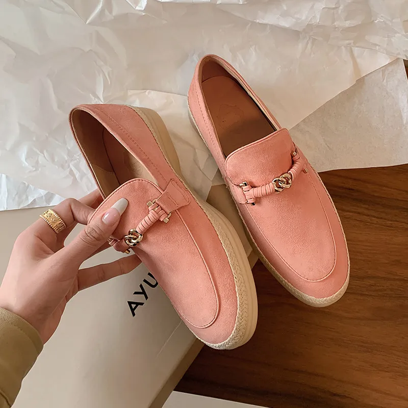 MKKHOU Fashion Pumps New High Quality Suede Round Head Flat Shoes Casual Shoes Daily Lightweight Shoes Loafers