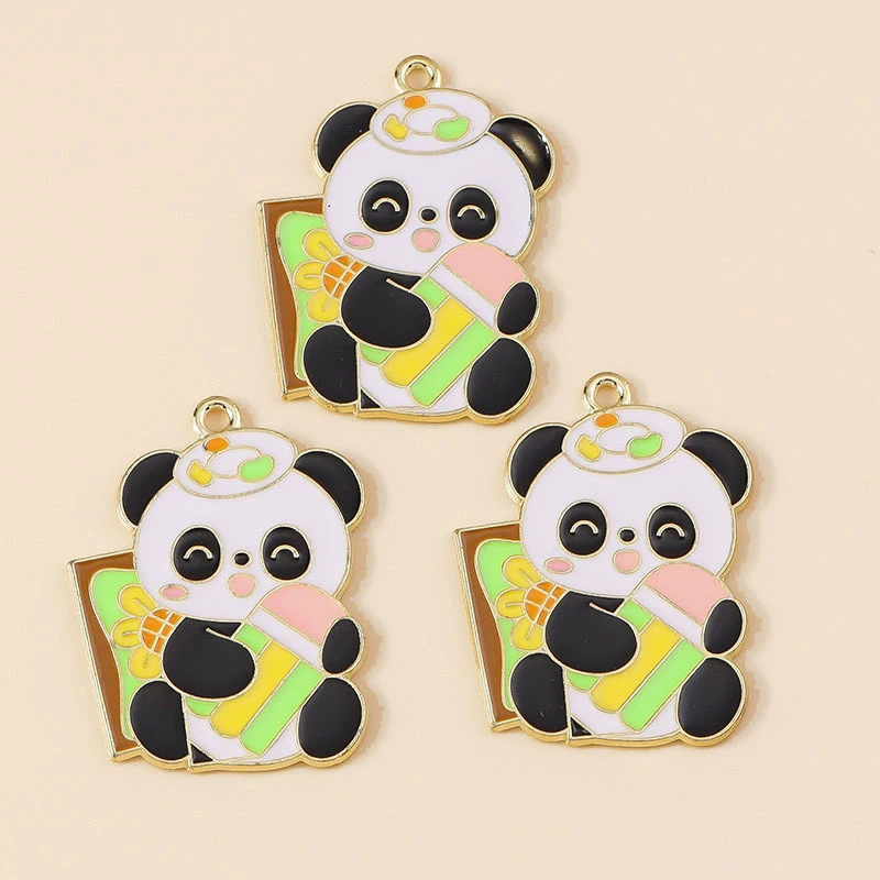 Leslie 10 Stück niedliche Tier-Cartoon-Anhänger mit großen Pandas für Halsketten, Armbänder, Ohrringe, Anhänger, DIY-Schmuckherstellungszubehör – Detail 6