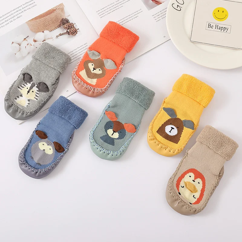 Kleinkinds ocken mit Gummis ohlen für Kleinkinder Kinder socken Baby warme Frottee verdicken Hausschuhe Kleinkinder Mädchen Winter Jungen Sockens chuhe