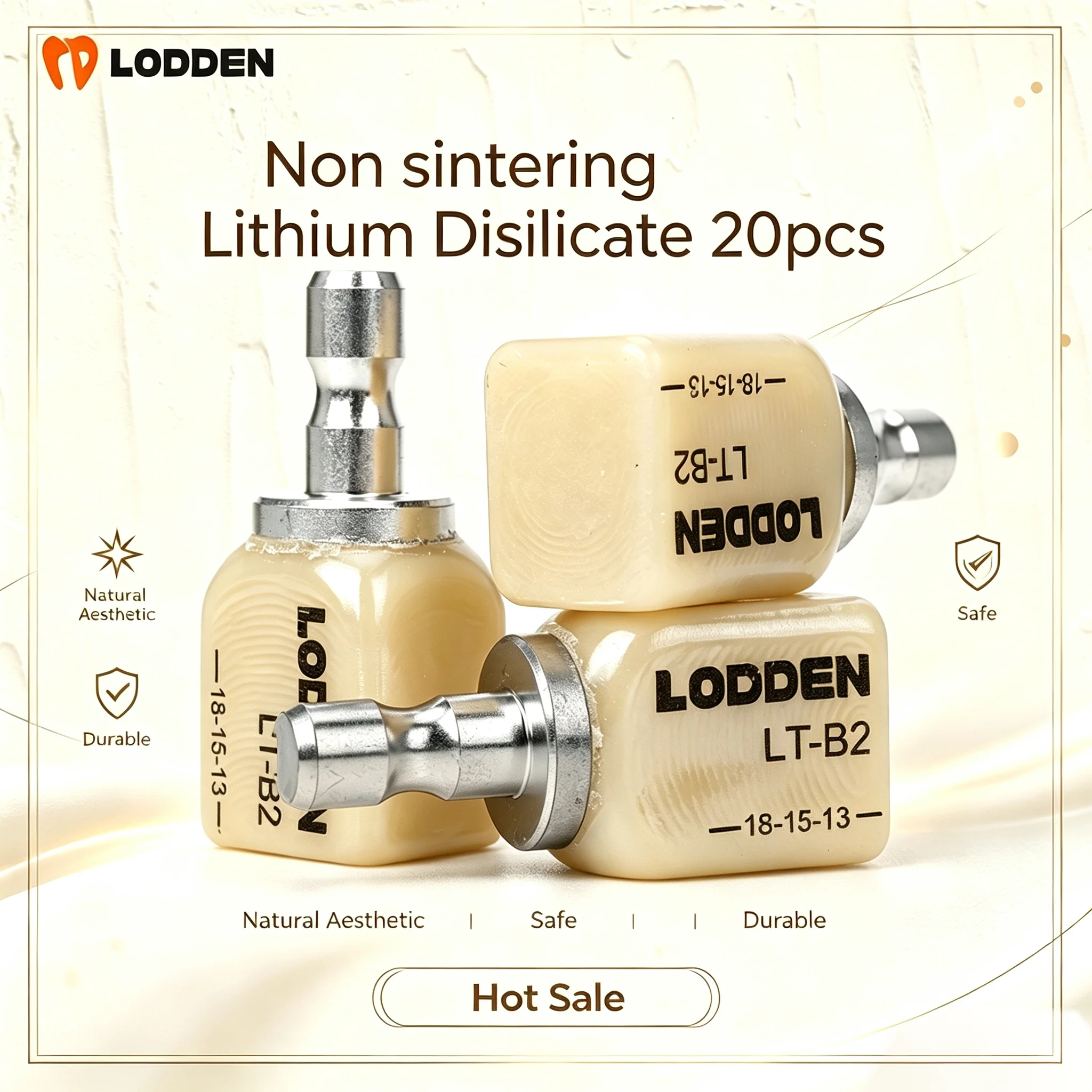 20pcs Lodden Dental Lithium Disilicate Blocks Glass Ceramic Cubes Blocks for CAD CAM Sirona Cerec System Non Sintering