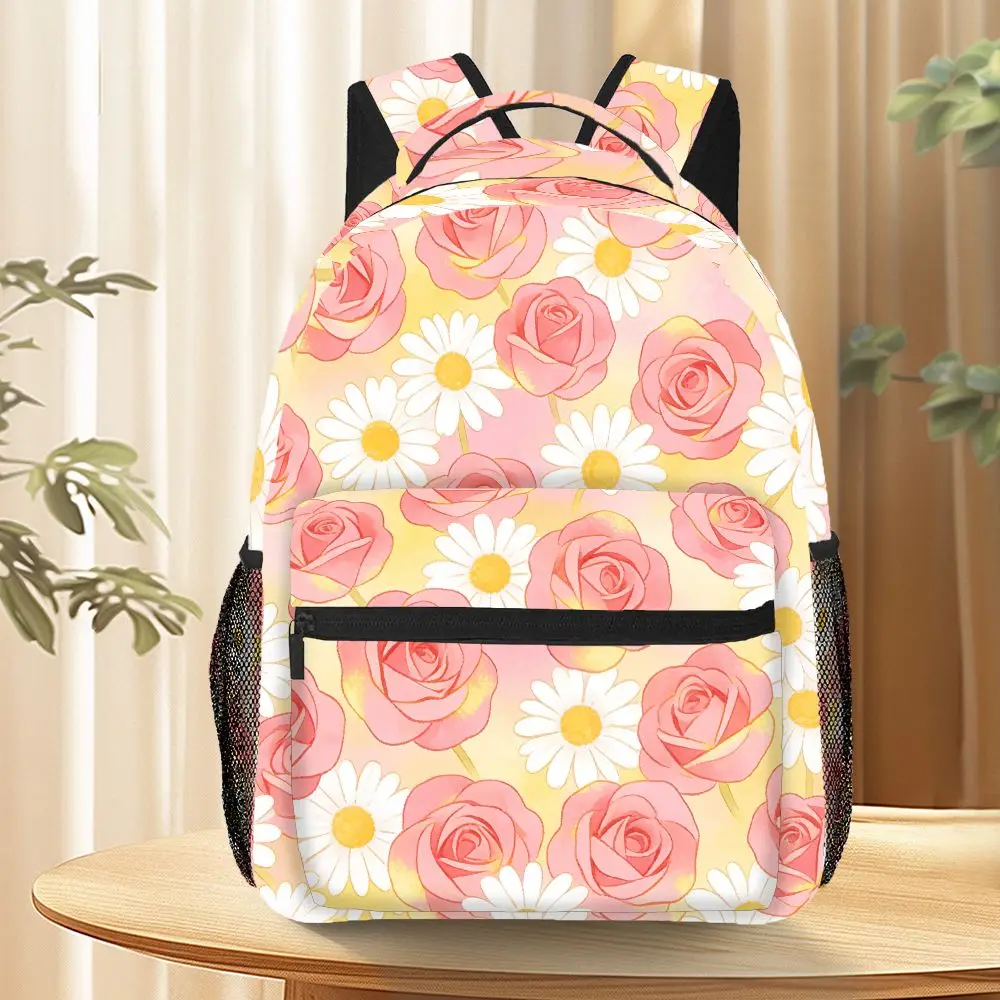 

Watercolor Lily Rose Floral Backpack,Reusable Laptop Bag for School Work Travel, Floral Art Lover Gift for Women