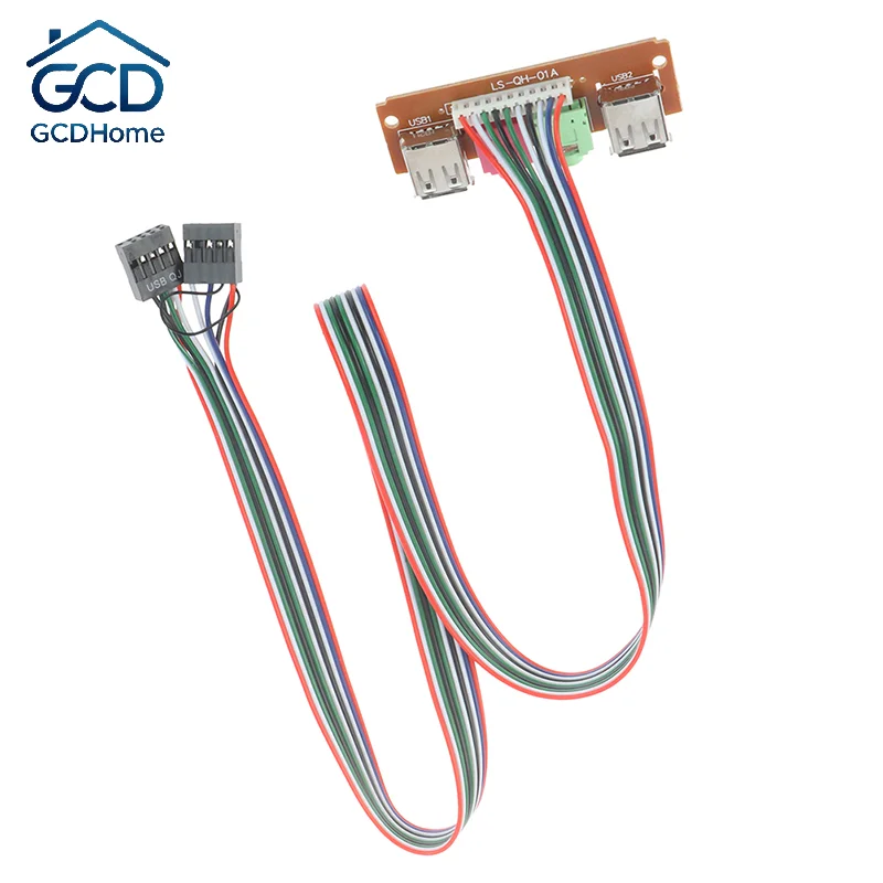 About 65 Cm 2 USB PC Computer Case 6.8CM Front Panel USB Audio Port Mic Earphone Cable