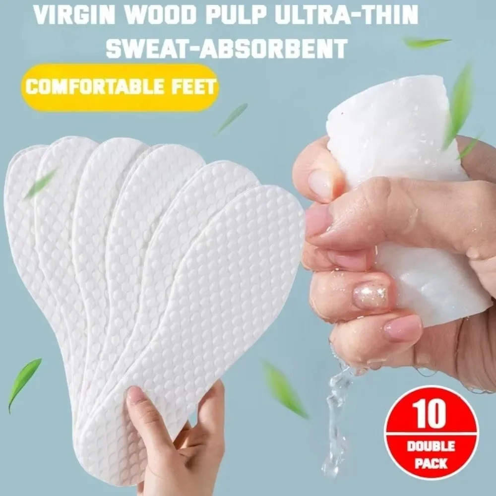 10Pair/Pack Light Weight Breathable Nature Wood Pulp Insoles Soft Deodorant Disposable Insoles Comfort Shoe Pads Men Woman