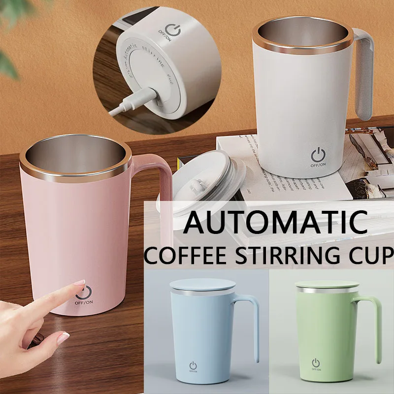 

400ml/13.5oz Rechargeable Electric Stirring Cup 304 Stainless Steel Magnetic Cup For Hot Chocolate Milk Latte And Protein Powder