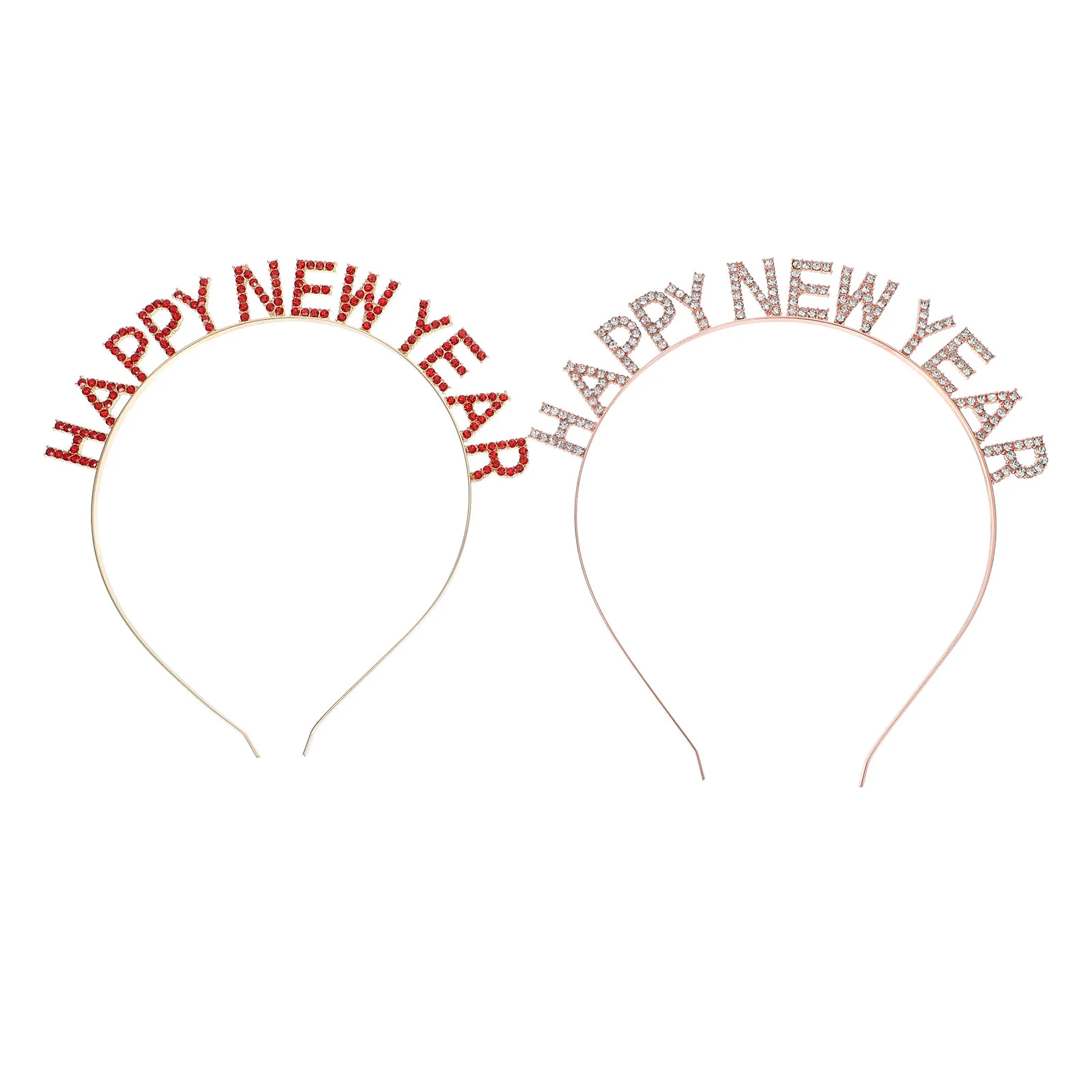 

2 PCS Happy New Year Headband Delicate Gems Hair Accessory Hoops Gold Accessories Xmas Decorative Headdress Fashion