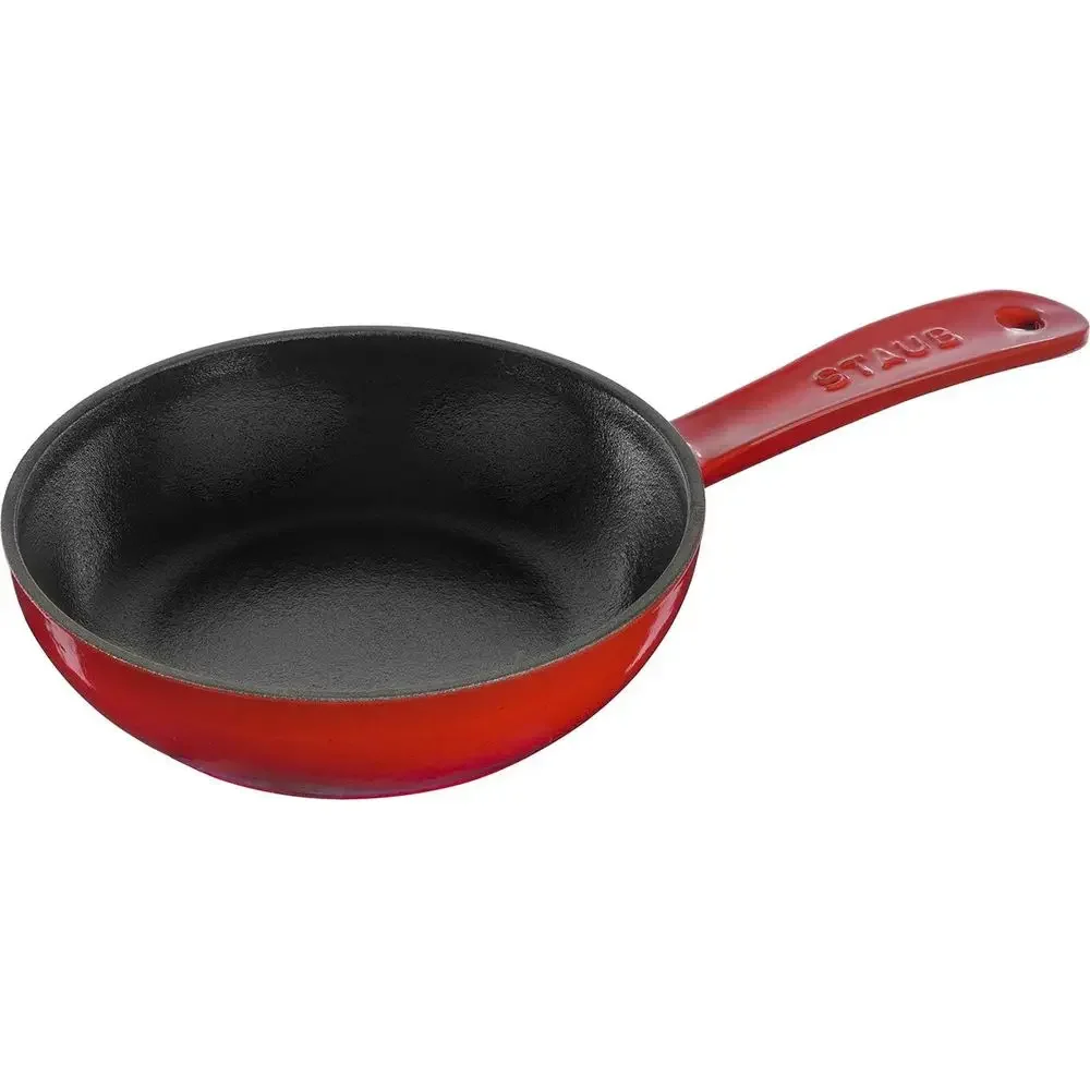 Sartén de Hierro Fundido Esmaltado Cherry de 6.3 Pulgadas, Apta para Inducción, Producto Japonés Auténtico