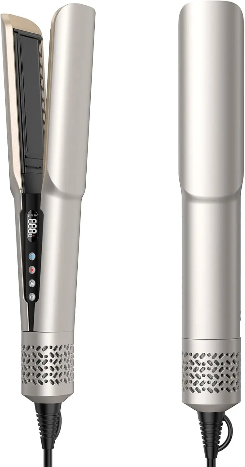 

Выпрямитель для волос 2-в-1 (для влажных и сухих волос) с высокоскоростным воздушным потоком, быстрым нагревом, ЖК-дисплеем и автоматическим отключением для защиты от повреждений от нагрева