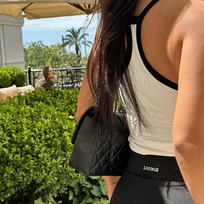 Sleeveless Women Crop Tops Sexy Basic Patchwork 2024 Summer Casual Cami Backless Y2k Vlothing Vintage Slim Fit Harajuku Tank Top