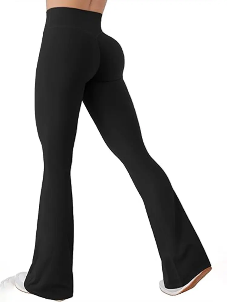 Women's Flared Pants High Waist Tummy Control Boot Cut Wide Leg Trousers High Stretch Flare Sports Leggings Fitness Yoga Clothes