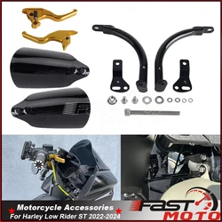 For Harley Softail FXLRST Low Rider ST Front Fairing Stealth Support Bracket Hand Cover Handguards 3-finger Brake Clutch Lever