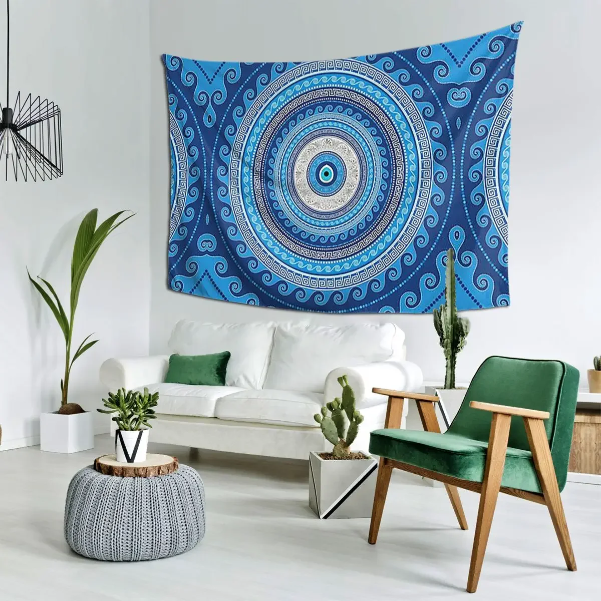 Greek Mati Mataki - Matiasma Evil Eye Ornament Tapestry Art Wall Hanging Aesthetic Home Tapestries for Room Bedroom Dorm Room