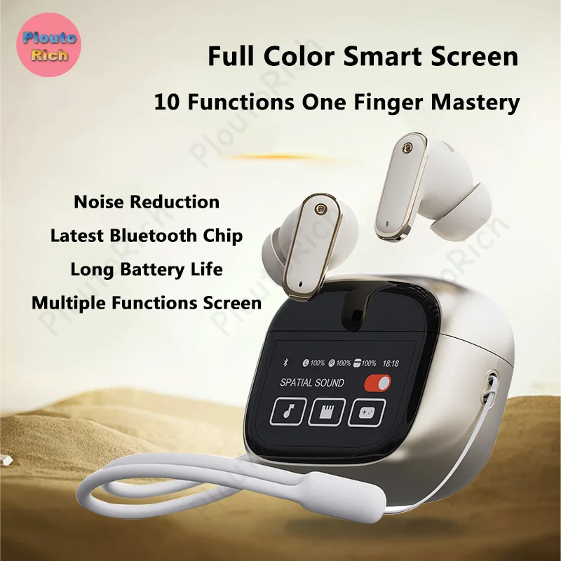 

Bluetooth Touch Screen Earphone Noise Reduction ANC ENC HiFi Sound Effect Low Latency Light Weight Power Display Listen Music