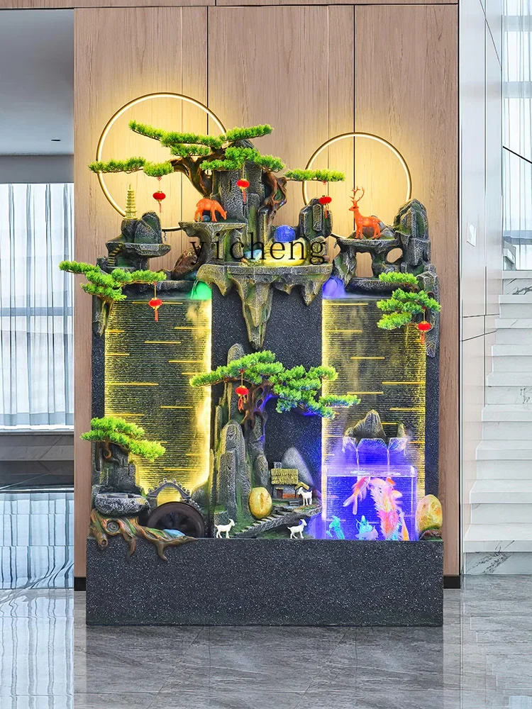 Water Curtain Wall Water Screen Living Room Floor Fish Tank Rockery Fountain Landscape