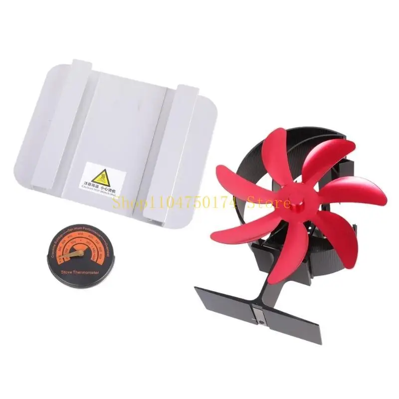 7 Heat Powered Stove Fan Black Fireplace Log Stove Quiet Fan Top Sale