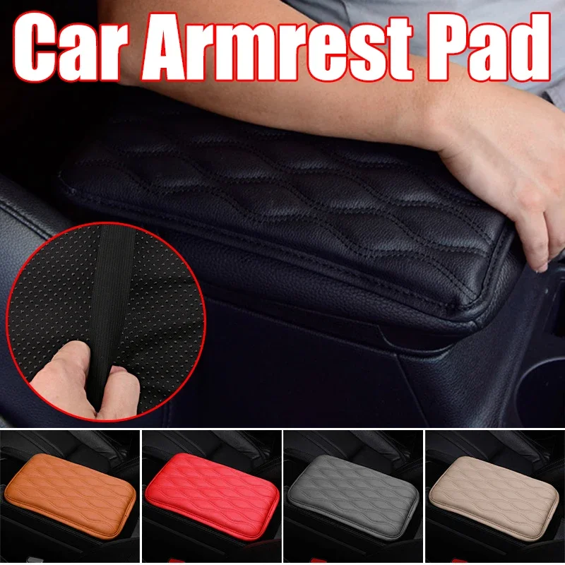 

PU Leather Car Armrest Pad Cover Water-Proof Cushion Cover Wave Embroider Car Armrests Storage Box Mats Car Accessories Interior