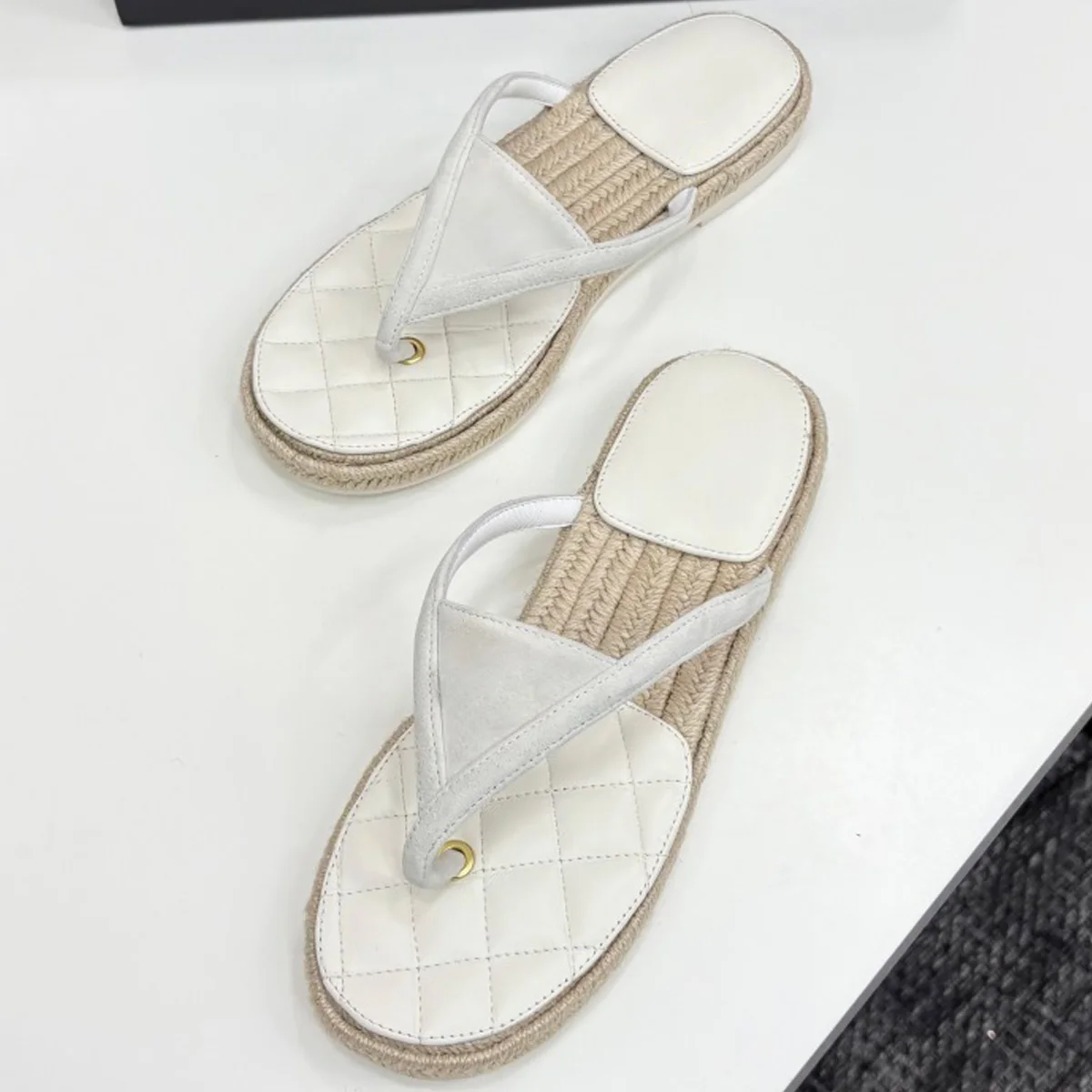 Sandalias de Plataforma Acolchadas de Yute para Mujer 2026, Chanclas de Moda para Vacaciones en la Playa, Sandalias Planas de Verano YYT25040486