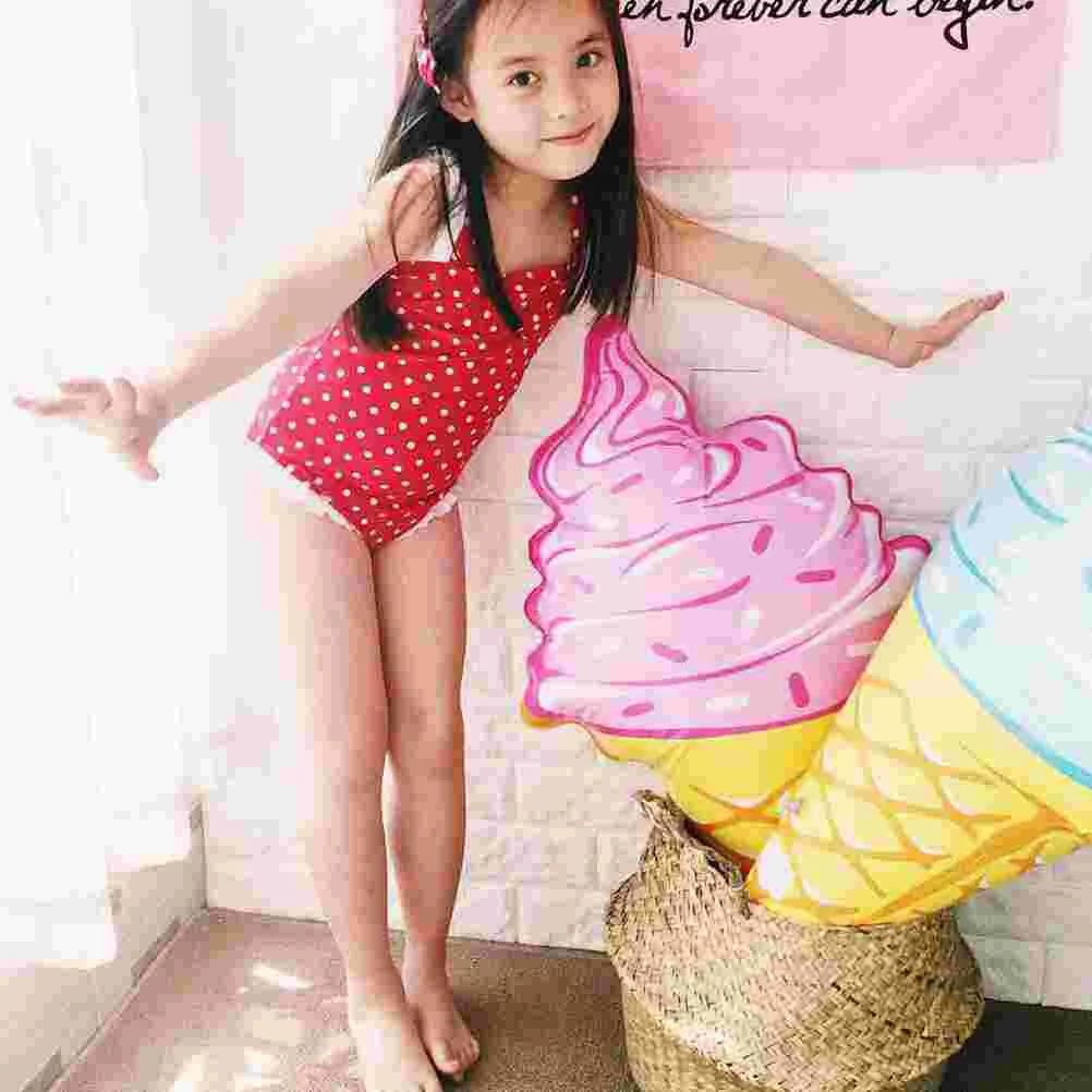 4 Pcs Inflatable Ice Cream Beach Swimming Float Children Water Play Toys Photo Props Children's PVC Icecreams Floating Row