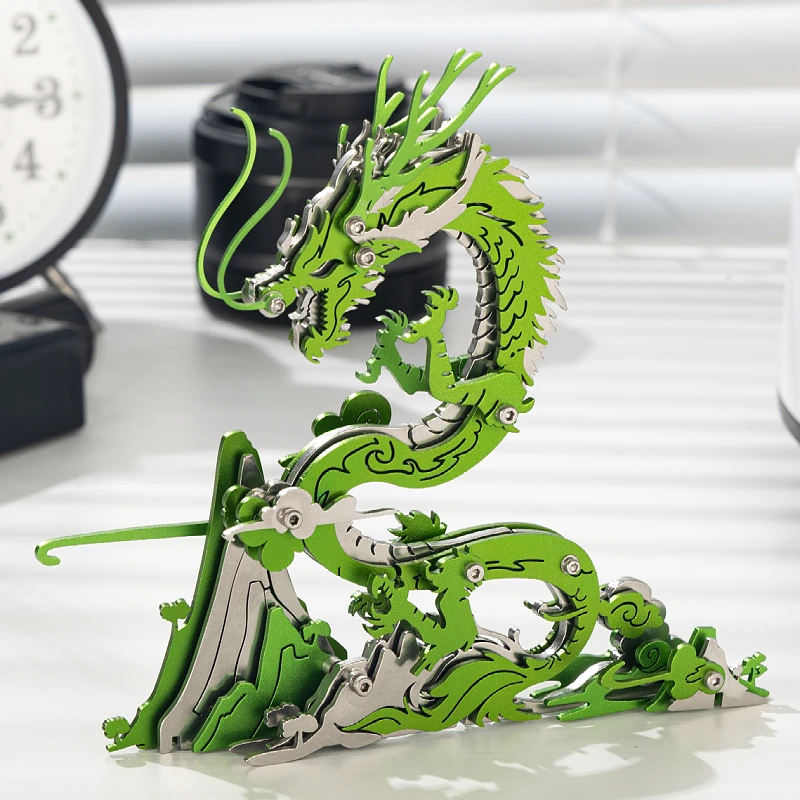 لعبة ألغاز معدنية ثلاثية الأبعاد للتنين الصيني من MOKR للأطفال، نموذج مصنوع يدويًا لعيد الميلاد ورأس السنة الجديدة، هدية للتعليم والتدريب