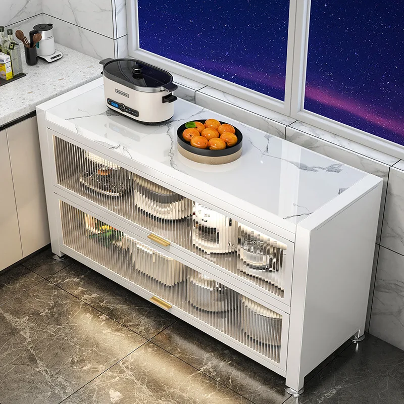 

Kitchen rack floor-to-ceiling multi-layer microwave oven dining side cabinet multi-functional integrated wall rock slab locker