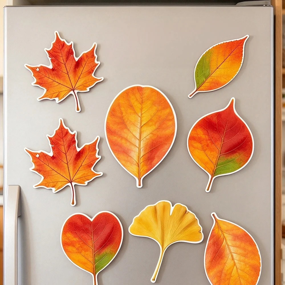 Ginkgo Leaf Maple Leaf Fridge Magnet Set Autumn Magnetic Refrigerator Decor Irregular Home Decoration fall Gift