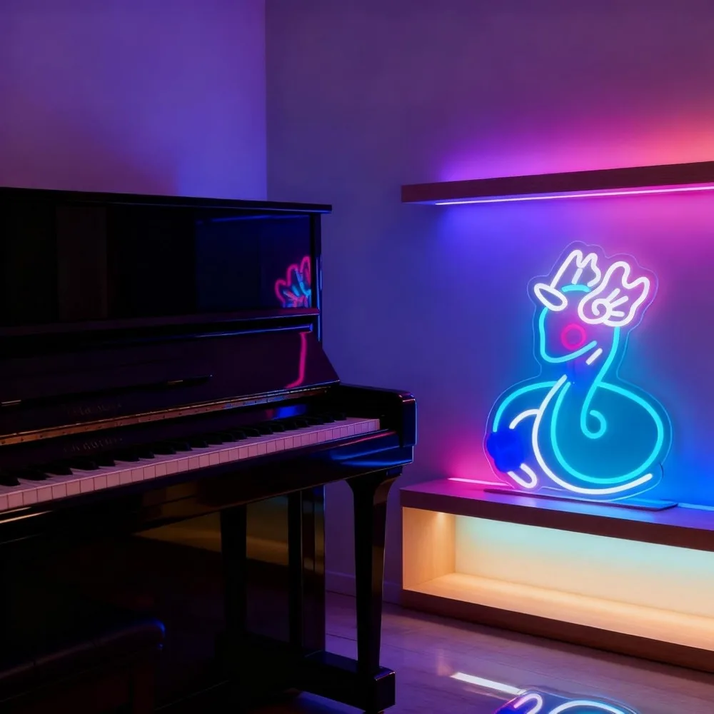Cute Animal Shape LED Neon Light for Wall Dimmable Neon Sign USB Nursery Girls Room Bar Cafe Home Decor Pink Blue Art Light - view 5