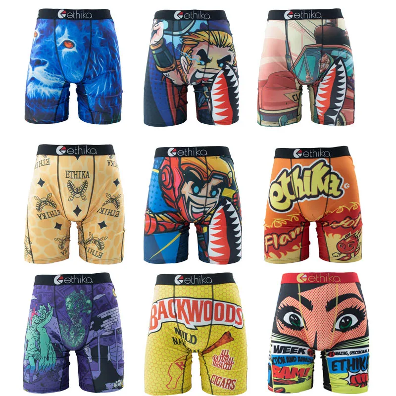 Fashion Print Men Underwear Boxer Cueca Male Panties Lingerie Men Underpants Boxershorts Trunks Plus Size S-XXXL Men's Boxers