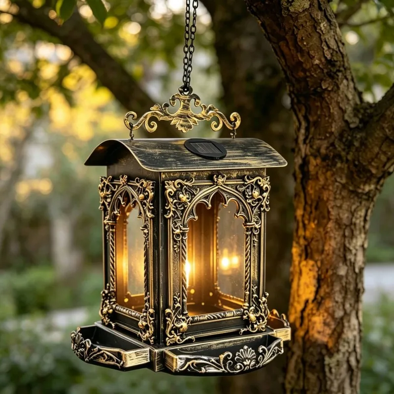 

ABDJ-Solar Bird Feeder For Outdoors, Metal Hanging Design, Rust Resistant,Solar Garden Lantern For Outdoor Decor