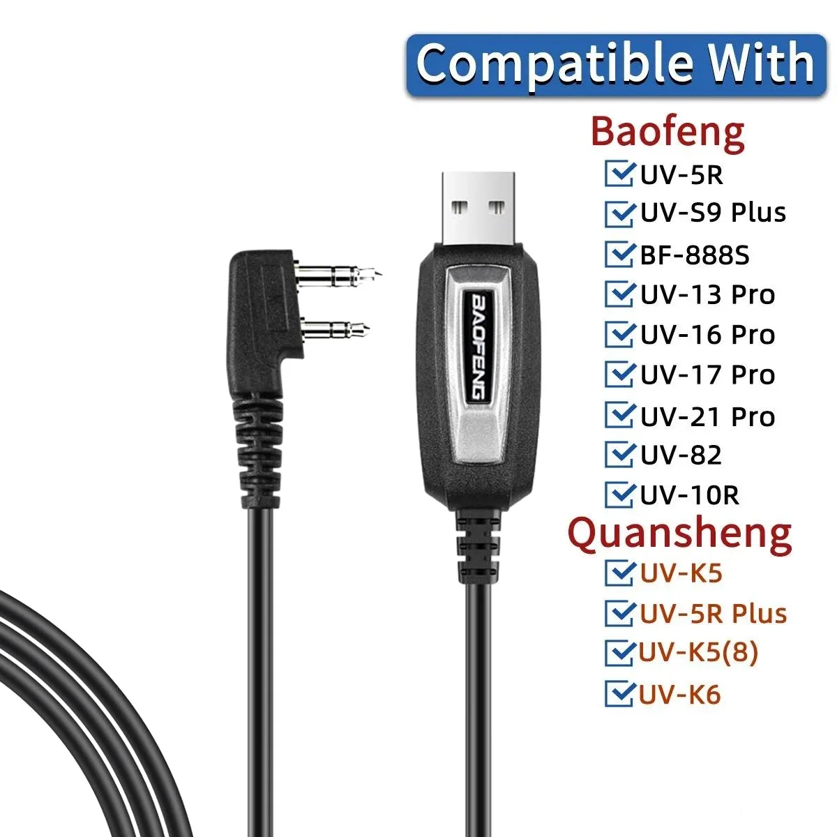 สายการเขียนโปรแกรม USB พร้อม CD สําหรับ Baofeng UV-5R 82 888S UV-S9PLUS UV-13 16 17 21 Pro Quansheng UV-K5 5R Plus Walkie Talkie วิทยุ