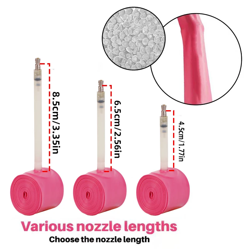 VXM 10 Stück Ultraleichte 28g Fahrrad-TPU-Schläuche 700X18 25 28 32 Rennrad-TPU-Reifen 45mm/65mm/85mm Länge Französisches Ventil – Detail 2