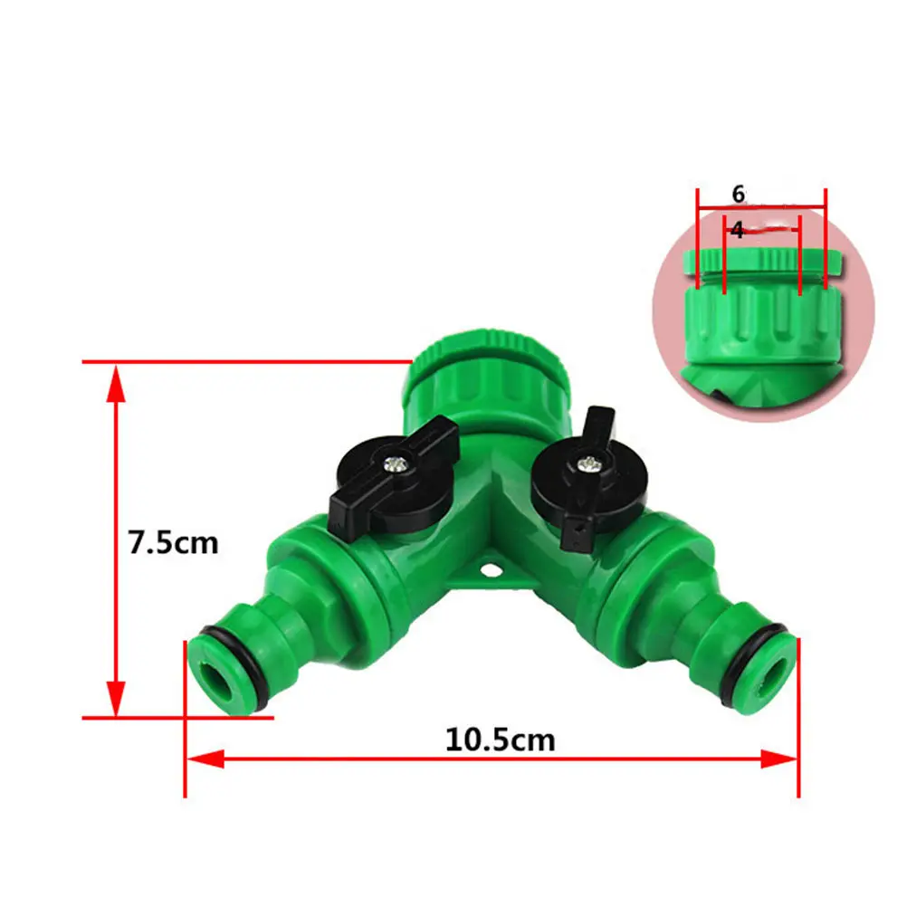 2PCS Water Distributor Valve Durable Rustproof Easy Install Two Independent Water Flow Control Hose Fittings Adapter Pipe