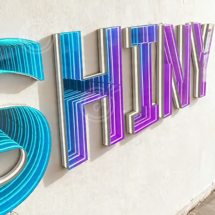 

Shiny Mirror Sign Custom Infinity Mirror LED Sign Wedding Birthday Party Decoration 3D Business Wall Logo Shop Decor Signage