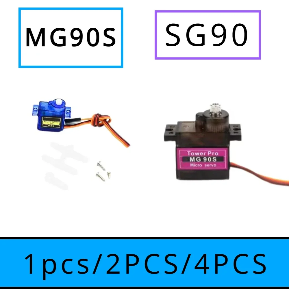 SG90 MG90S gigi plastik Servo untuk Model mainan perahu helikopter pesawat terbang sayap tetap Model pesawat helikopter 90 180 360