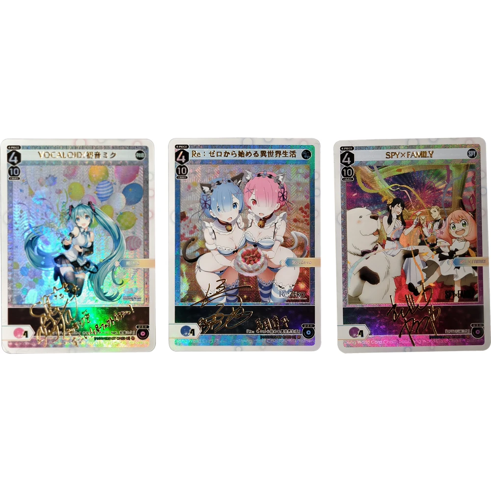 Anime WS Collection Card Anya Forger Rem Lam Bronzing Signature Card Refractive Color Rainbow Flash UV Pattern Child Gifts