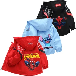 Boys Spiderman Hooded Jackets 1-10 Years Girls Spring Autumn Stitch Print Sports Coats Children Cartoon Outerwear Kids Clothes