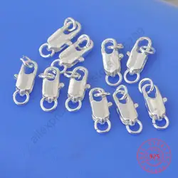 Design Jewelry Findings 50PCS Genuine Real 925 Sterling Silver Lobster Clasps For Necklace Bracelet With Opening 2 Jump Rings