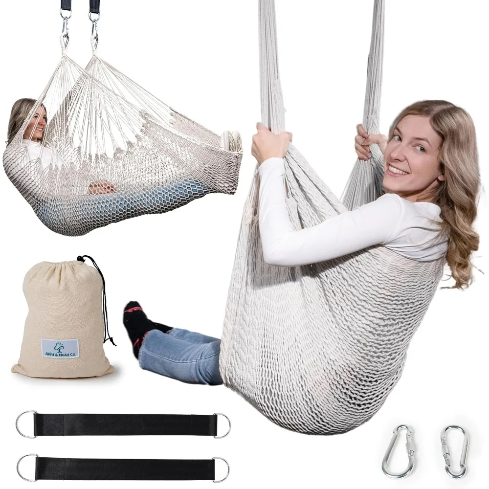 

Therapist-Designed Sensory Swing for Adults & Kids with ADHD, Autism, Anxiety - Hanging Chair Outdoor Swings for Adults