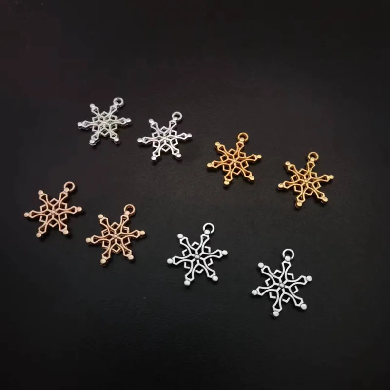 20PCS 15*20mm Christmas Snowflake Charms Alloy Trendy Jewelry Christmas Decoration Pendant