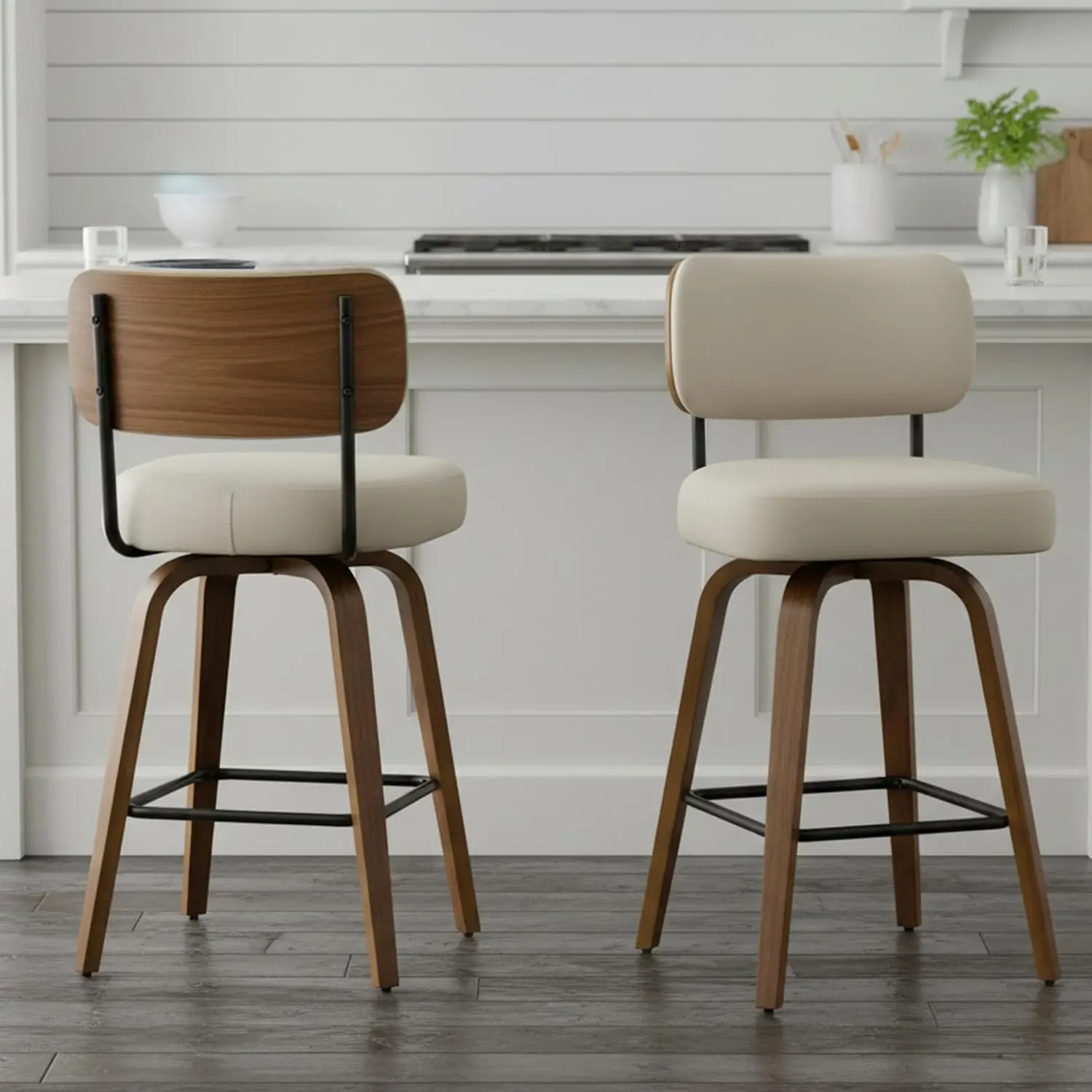 Swivel Bar Stools Set of 3, 26 Counter Height, Beige Grey, Customized